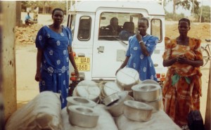 Mothers' Union members distributing relief aid in Kitgum in 2003
